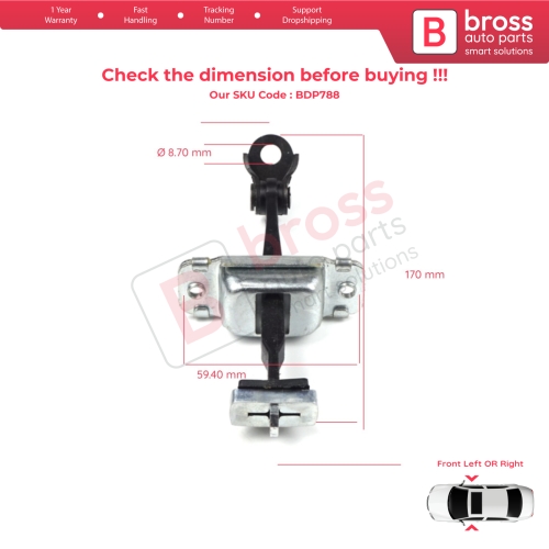 2 Pieces Front Door Hinge Stop Check Strap Limiter for Hyundai I30 MK1 FD 2006-2012 4/5 Door 793802L000