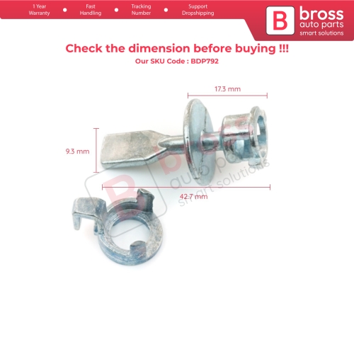Front Door Lock Barrel Repair Kit 42.5 mm 6K0837223A for VW Sharan Seat Alhambra Ford Galaxy