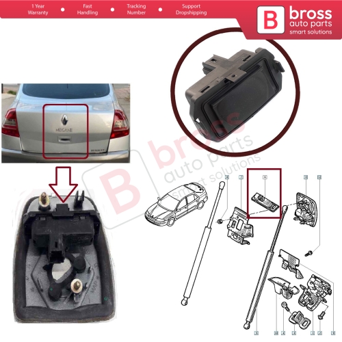 Tailgate Boot Lock Switch Release Button 98091103 for Renault Megane 2 Laguna 2