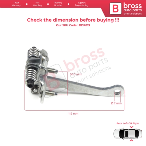 Rear Door Hinge Stop Check Strap Limiter 9181.72 for Peugeot 306 1993-2002