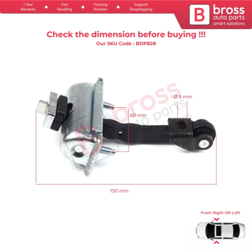 Front Door Hinge Stop Check Strap Limiter 1933703 for Ford Transit Custom V362 MK1 2012-2023 Tourneo