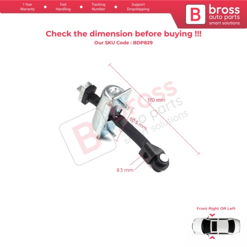 2 Pieces Front Door Hinge Stop Check Strap Limiter for Ford Transit MK4 V363 2013-On BK31V23500AD