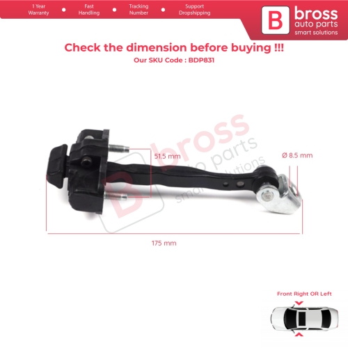 2 Pieces Front Door Hinge Stop Check Strap Limiter for Ford Transit Courier Tourneo MK1 2014-2022 ET76A23500ABN