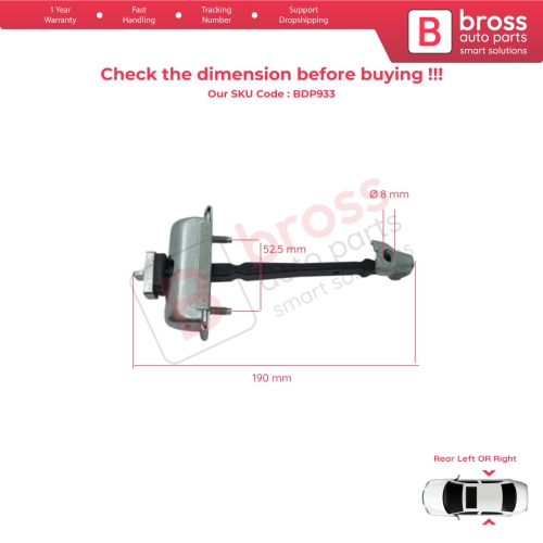 2 Pieces Rear Door Hinge Stop Check Strap Limiter for Vauxhall Opel Astra J P10 MK6 2009-2015 13270612