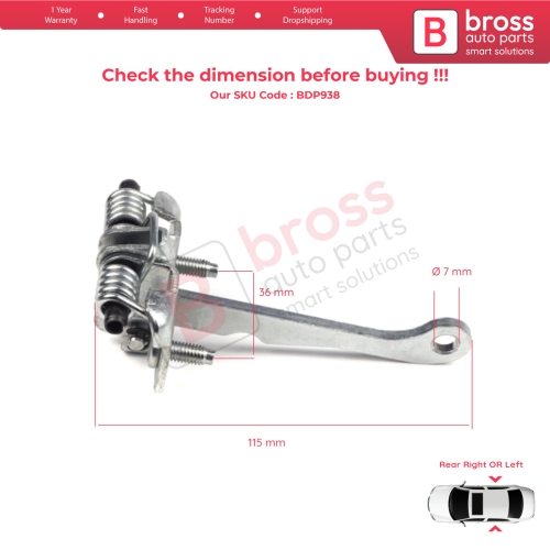 Rear Door Hinge Stop Check Strap Limiter 9181H4 for Peugeot 106 1991-2004 Citroen Saxo 1996-2004
