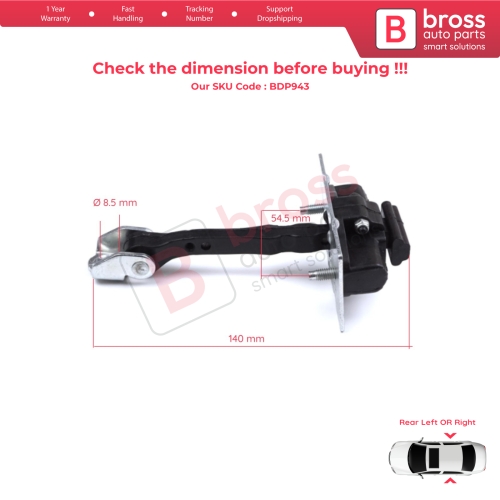 2 Pieces Rear Door Hinge Stop Check Strap Limiter for Peugeot 308 MK2 2013-2021 4/5 Door 9677467280