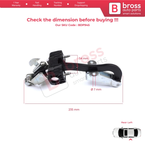Rear Left Door Hinge Stop Check Strap 8731R1 for Peugeot Boxer Citroen Jumper Fiat Ducato 2006-On