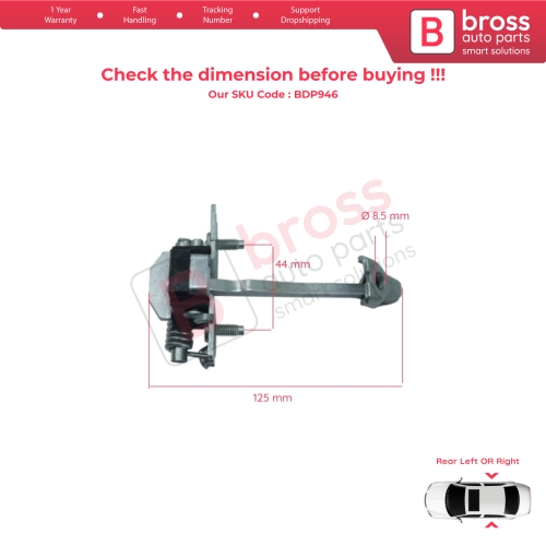 2 Pieces Rear Door Hinge Stop Check Strap Limiter for Citroen C3 MK2 SC A51 2009-2016 9181Q5