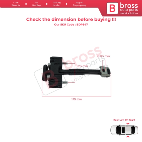 2 Pieces Rear Door Hinge Stop Check Strap Limiter for Vauxhall Opel Insignia A MK1 G09 2008-2017 13229108