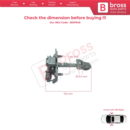 2 Pieces Front Door Hinge Stop Check Strap for Renault Master MK2 Opel Movano A Interstar 1998-2010 8200597523