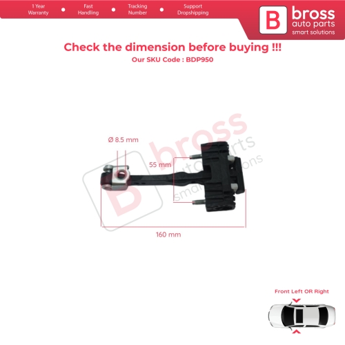 Front Door Hinge Stop Check Strap Limiter 9686658480 for Peugeot 508 MK1 2010-2018