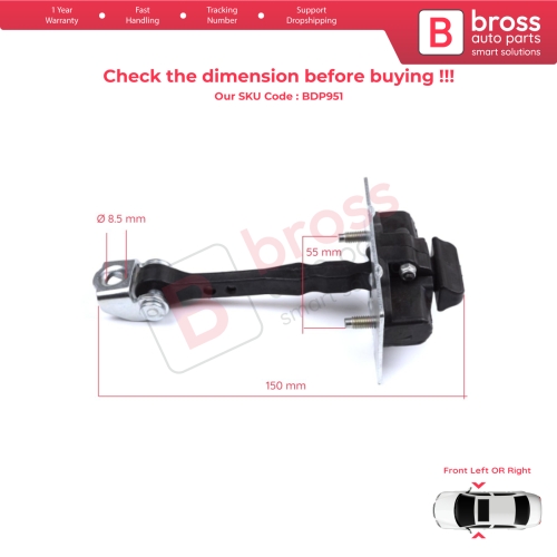 Front Door Hinge Stop Check Strap Limiter 9677466980 for Peugeot 308 MK2 4/5 Door 2013-2021