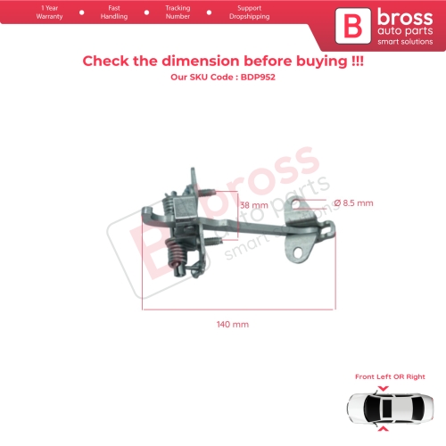 2 Pieces Front Door Hinge Stop Check Strap Limiter for Fiat Scudo Peugeot Expert 806 Citroen Jumpy Dispatch MK1 918190