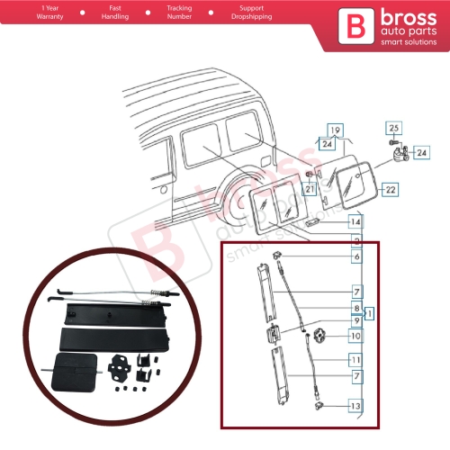 Side Sliding Window Glass Latch Cover Set 2K0847781B for VW Caddy MK3