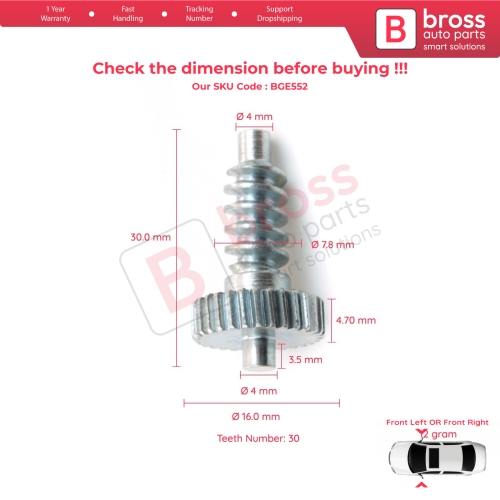 Side Mirror Repair Gear for Hyundai I20 I30 Chevrolet Captiva 30 Teeth