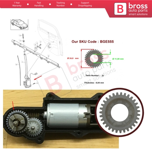 Bross Auto Parts - BGE555 Sun Protection Roller Blind Motor Repair Gear For  Porsche Cayenne VW Touareg 31 Teeth