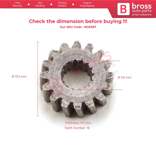 Sunroof Motor Repair Hardened Steel Gear for Honda 16 Teeth