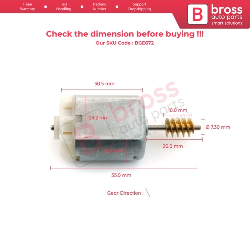 Door Central Control Lock Actuator FC280 Motor 7.30 mm Dia Gear 20 mm Shaft for Peugeot 207