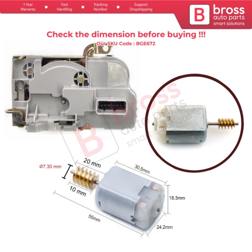 Door Central Control Lock Actuator FC280 Motor 7.30 mm Dia Gear 20 mm Shaft for Peugeot 207