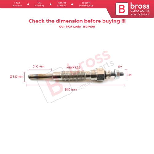 1 Piece Glow Plug Auxiliary Heater 11 Volt 11065 4P400 for Nissan Patrol GR Safari MK5 Y61 2.8 TD TDiC