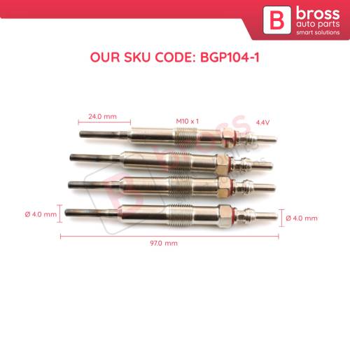 4 Pieces Glow Plug Auxiliary Heater 4.4 Volt 8200682592 for Renault Dacia Mercedes Nissan 1.5 dCi Engine
