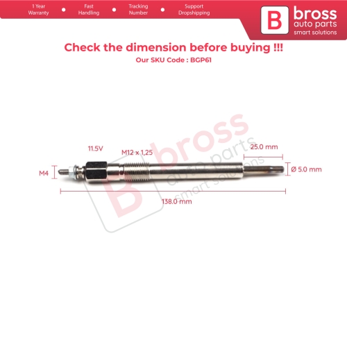 1 Piece Heater Glow Plugs GJ24IS 0100226520 for Isuzu Opel Vauxhall 2.5 2.8 D