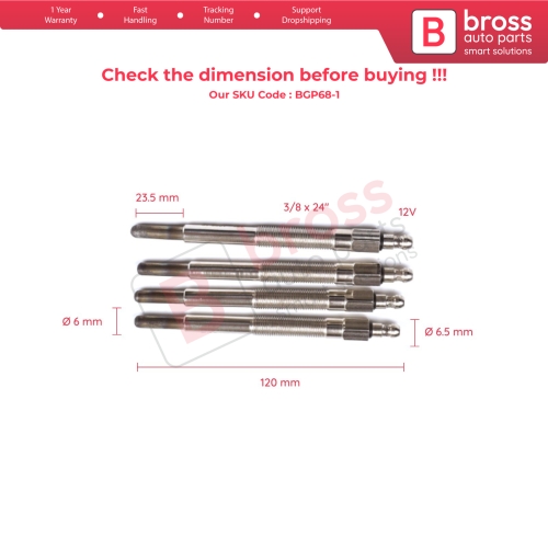 4 Pieces Heater Glow Plug 12 Volt for Caterpillar 3304 3306 3T9561