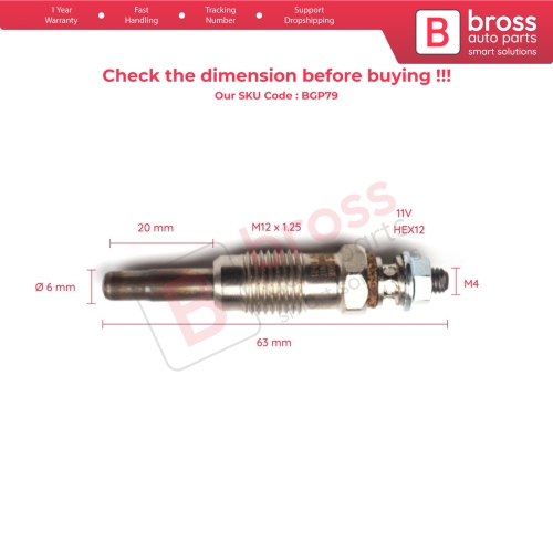 1 Piece Heater Glow Plug 11 Volt for Audi Ford Mitsubishi Nissan Renault Seat Skoda Volvo VW 1.9 D DT TD TDi DTi Engine 7700867617 
