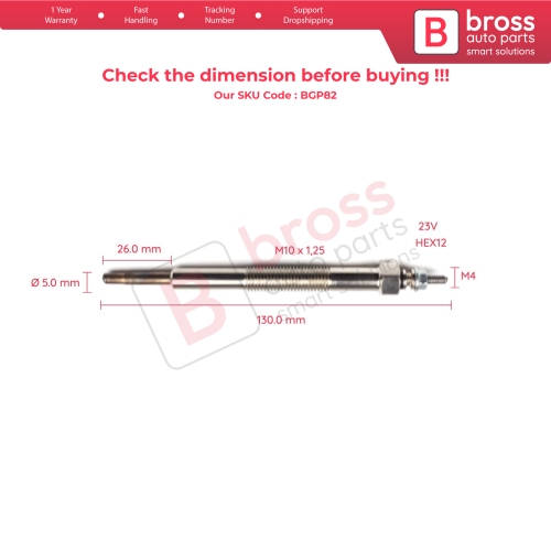 1 Piece Heater Glow Plug 23 Volt ME017009 for Mitsubishi Canter Rosa 4D30