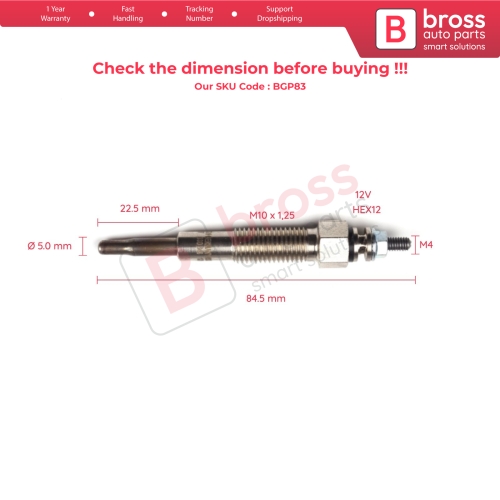 1 Piece Heater Glow Plug 12 Volt MD197511 185366190 for Mitsubishi Mazda Suzuki Ford
