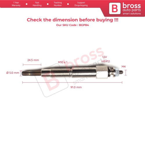 1 Piece Heater Glow Plug 11 Volt 11065 57J00 GN102 0100226513 for Nissan