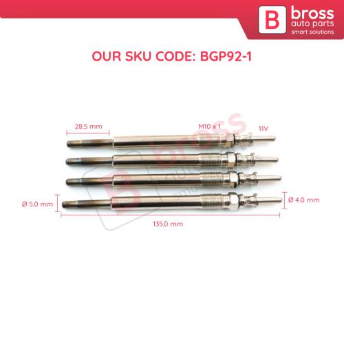 4 Pieces Glow Plug Auxiliary Heater 90569338 09118201 for Opel Saab 11 Volt