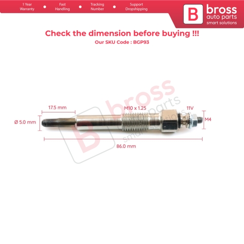 1 Piece Glow Plug Auxiliary Heater 94481972 for Opel Astra F Corsa Combo Vectra 11 Volt 1.7 1.5 Engine