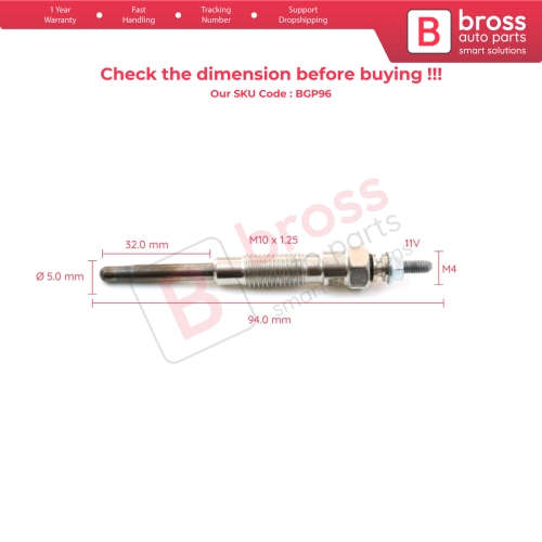 1 Piece Glow Plug Auxiliary Heater 11 Volt 1985054010 for Toyota VW Taro