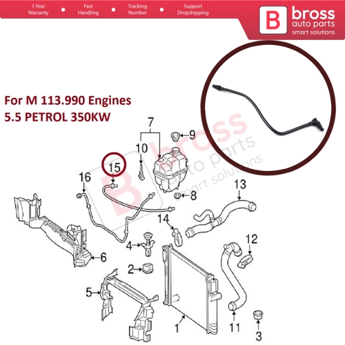 Engine Coolant Overflow Hose Vent Tube Breather Pipe 2115010925 for Mercedes W211 C219 S211