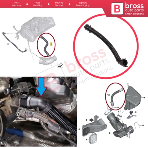 Diesel Engine Air Intake Breather Pipe Hose For BMW 1 2 3 4 5 7 X1 X3 X4 X5 F30 Series B37 B47 N47 13717823517