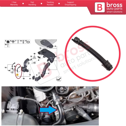 Diesel Engine Air Intake Breather Pipe Hose for BMW 1 3 4 5 Series X1 X3 X4 X5 N47 N57 Engines 13717803842