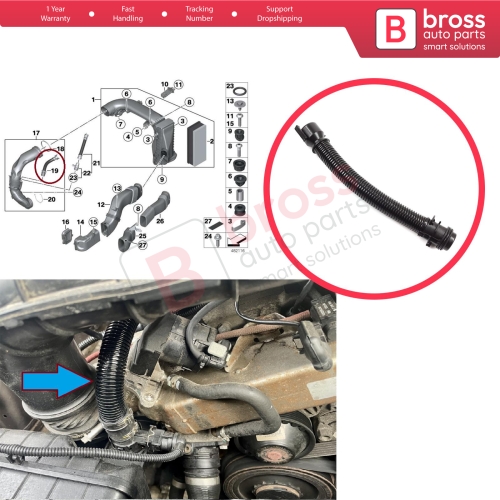 Diesel Engine Air Intake Breather Pipe Hose for BMW 3 4 5 6 7 E84 F25 F26 E70 F15 F85 E71 E72 F16 F86 N57 N47 Engine 13717810772
