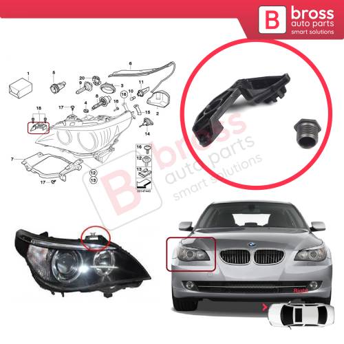 Headlight Holder Mount Repair Bracket Tab Set Right Side for BMW 5 Series E60 E61 2003-2010 63126942478