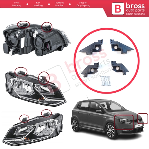 Headlight Holder Mount Repair Bracket Tab Set Left Right Side for VW Polo MK5 6R 6C 61 2009-2016 6R0998226 6R0998225