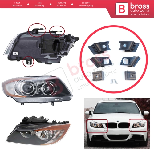 Headlight Holder Mount Repair Bracket Tab Set Left Right Side for BMW 3 Series E90 E91 E92 E93 63116942725 63116942726