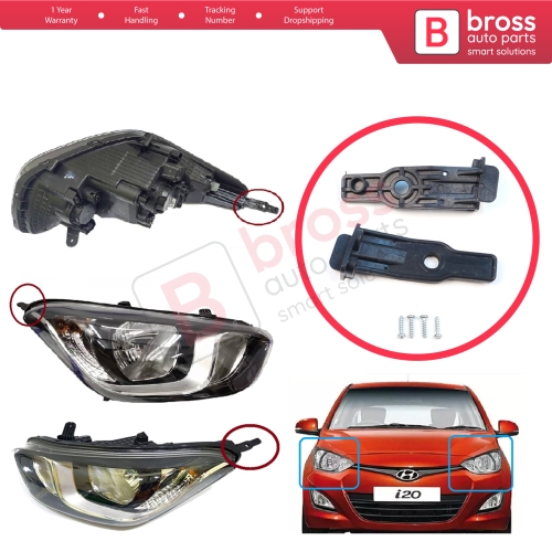 Headlight Holder Mount Repair Bracket Tab Set Left Right Side for Hyundai I20 MK1 PB Facelift 2012-2015 921011J570 921021J570