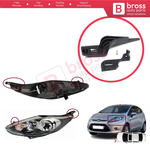 Headlight Holder Mount Repair Bracket Tab Set Left Side for Ford Fiesta MK6 CB1 CCN B299 B409 2008-2013 8A6113W030