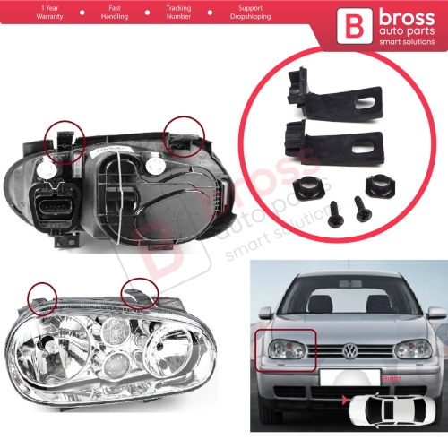 Headlight Holder Mount Repair Bracket Tab Set Right Side for VW Golf MK4 A4 1J HB Sedan Estate 1997-2006 1J0998226