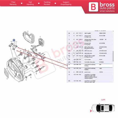 Headlight Holder Mount Repair Bracket Tab Set Left Side for VW Golf MK4 A4 1J HB Sedan Estate 1997-2006 1J0998225