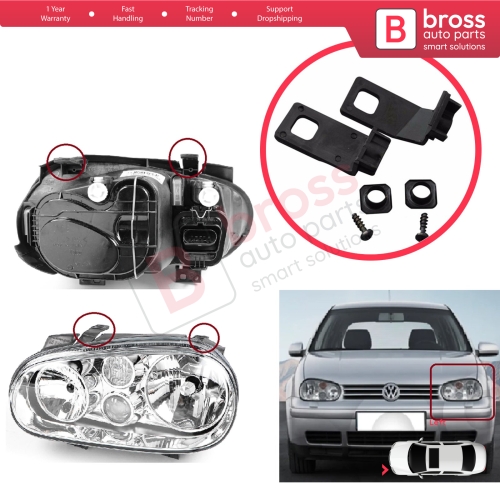 Headlight Holder Mount Repair Bracket Tab Set Left Side for VW Golf MK4 A4 1J HB Sedan Estate 1997-2006 1J0998225