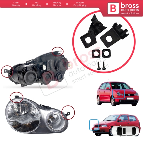 Headlight Holder Mount Repair Bracket Tab Set Right Side for VW Polo MK3 MK4 6N 9N 1994-2008 6Q0998226