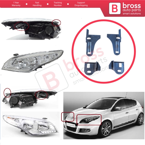 Headlight Holder Mount Repair Bracket Tab Set Left Right Side for Renault Megane MK3 2008-2016 260607305R 260100017R