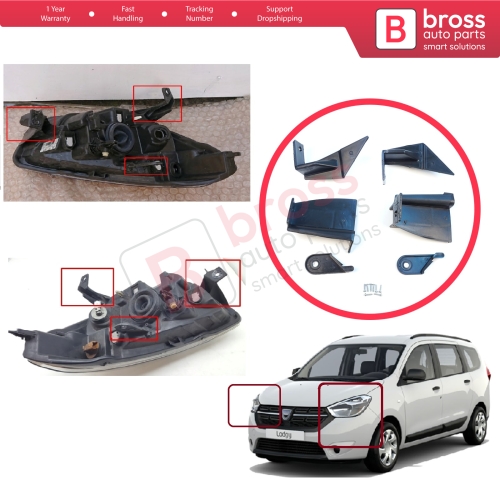 Headlight Holder Mount Repair Bracket Tab Set Left Right Side for Renault Dacia Lodgy Dokker 2012-On 260607950R 260102414R