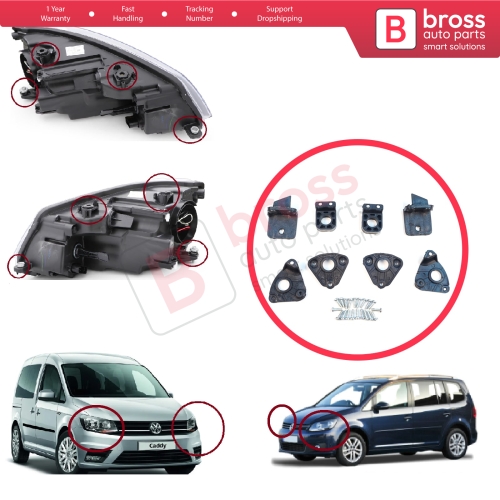Headlight Holder Mount Repair Bracket Tab Set Left Right Side for VW Caddy MK3 2K 2C Touran MK1 1T3 2010-2015 2K5998225 2K5998226